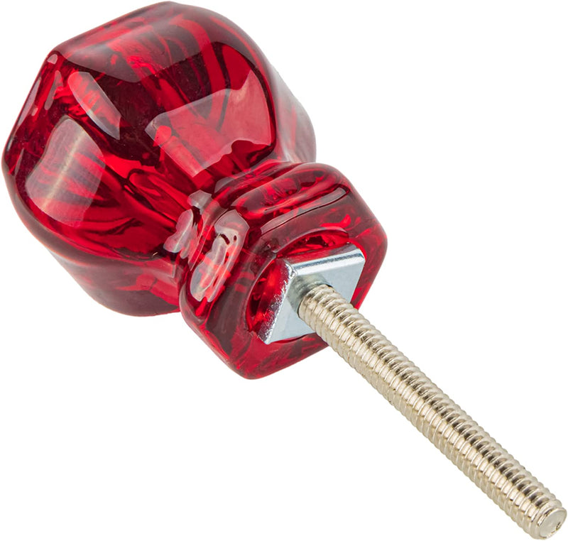 Depression Era Hexagonal Ruby Red Glass Drawer Knob | Diameter: 1 1/4"