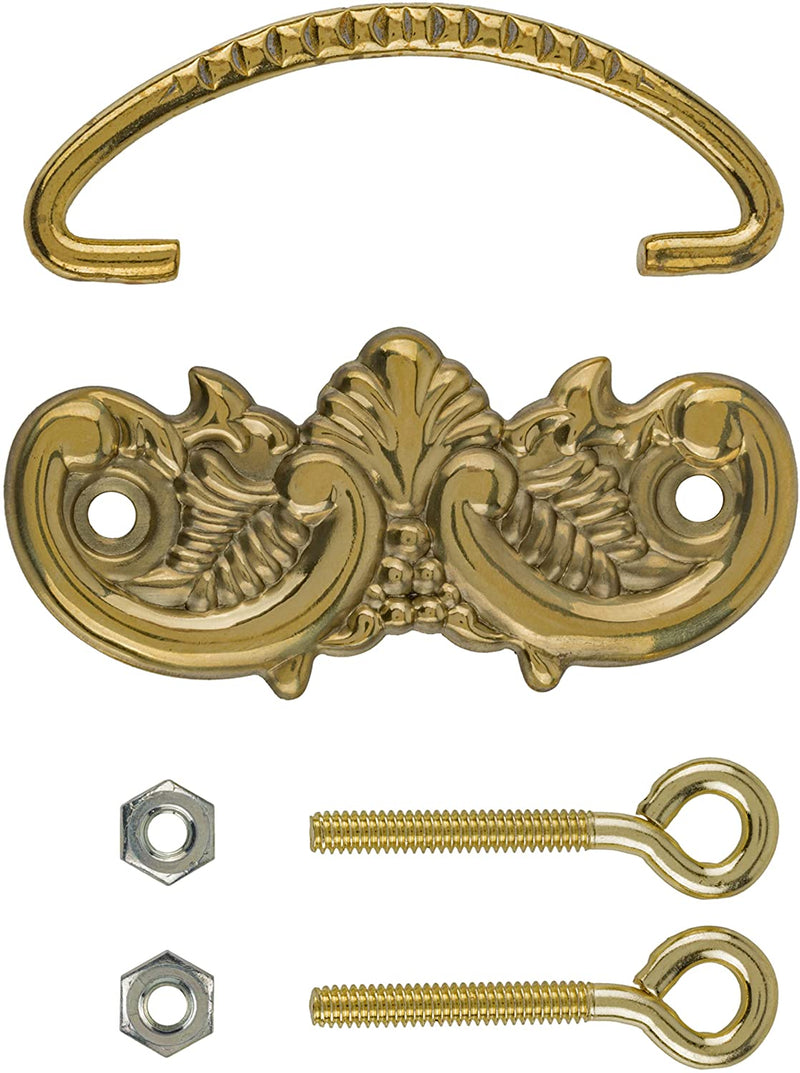 Small Victorian Period Leaf Design Brass Drawer Bail Pull | Centers: 2"