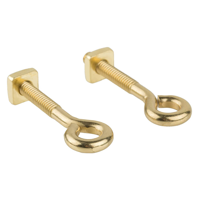Brass Plated Plain Eye Bolts with Nuts | Pack of 2