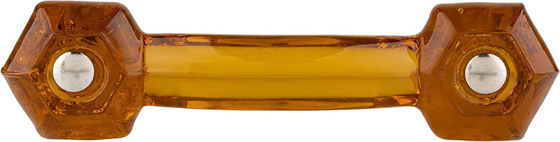 Hexagonal Depression Honey Amber Glass Drawer Pull | Centers: 3"