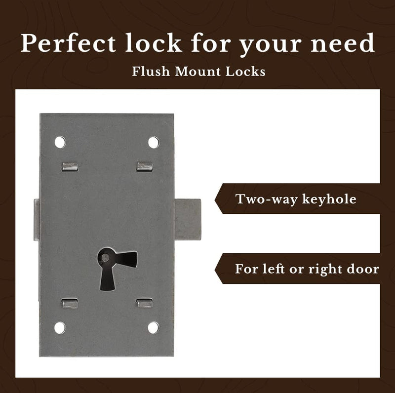 Large Heavy Steel Flush Mount Lock for Cabinet Door or Drawer