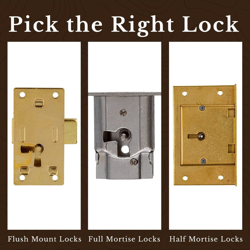 Long Rounded Half Mortise Lock with Skeleton Key for Left Hand Cabinet Doors
