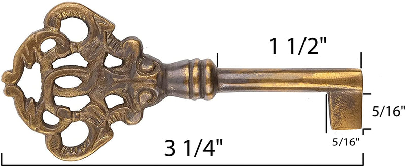 Magnificent Aged Solid Brass Skeleton Key