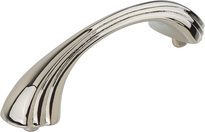Small Art Deco Nickel Plated Drawer Pull | Centers: 3"