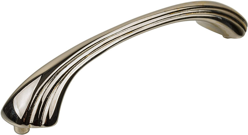 Large Art Deco Nickel Plated Drawer Pull | Centers: 4-1/2"