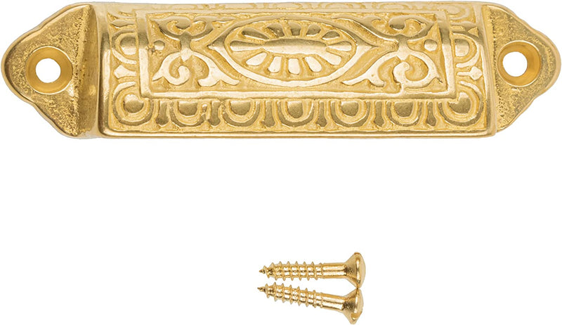 Medium Victorian Period Cast Brass Tray Drawer Bin Pull | Centers: 3"