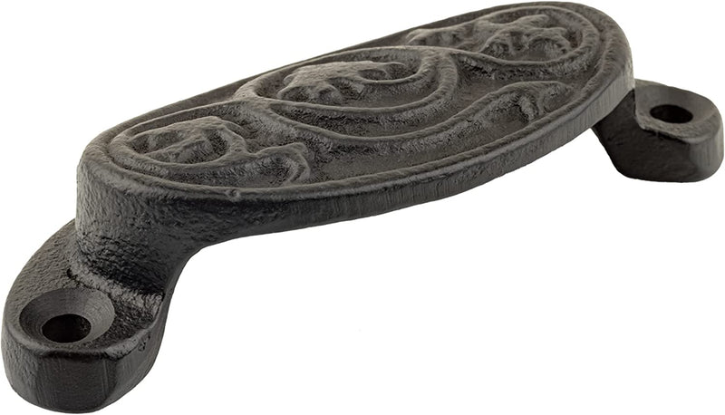 Victorian Era Oval Black Finished Cast Iron Drawer Bin Pull | Centers: 3"