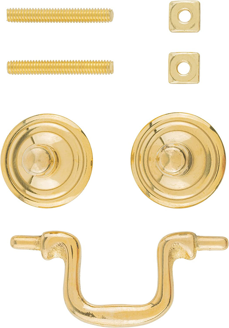 Small Colonial Style Cast Brass Drawer Bail Pull | Centers: 2 "