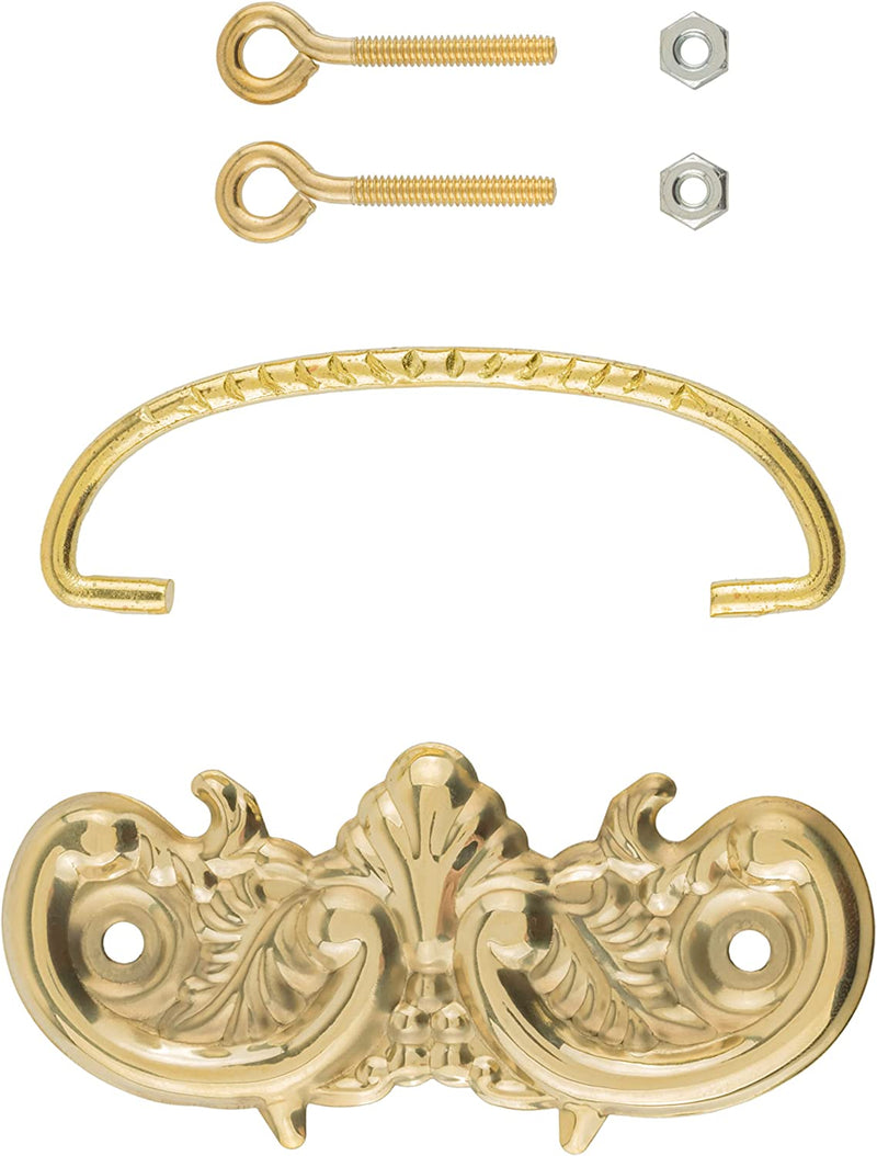 Victorian Era Design Stamped Brass Drawer Bail Pull | Centers: 3"