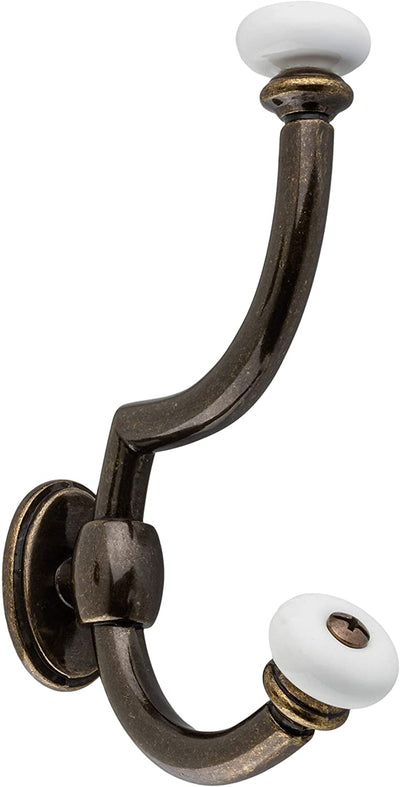 Grey Starflower Ceramic Knob Georgian Cast Iron Coat Hook Wall Hook