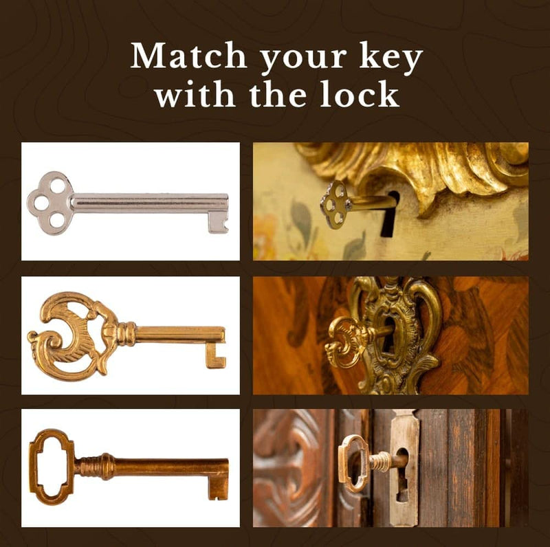 Nickel Plated Solid Brass Skeleton Key w/ Double Notched Bit for Architectural Locks