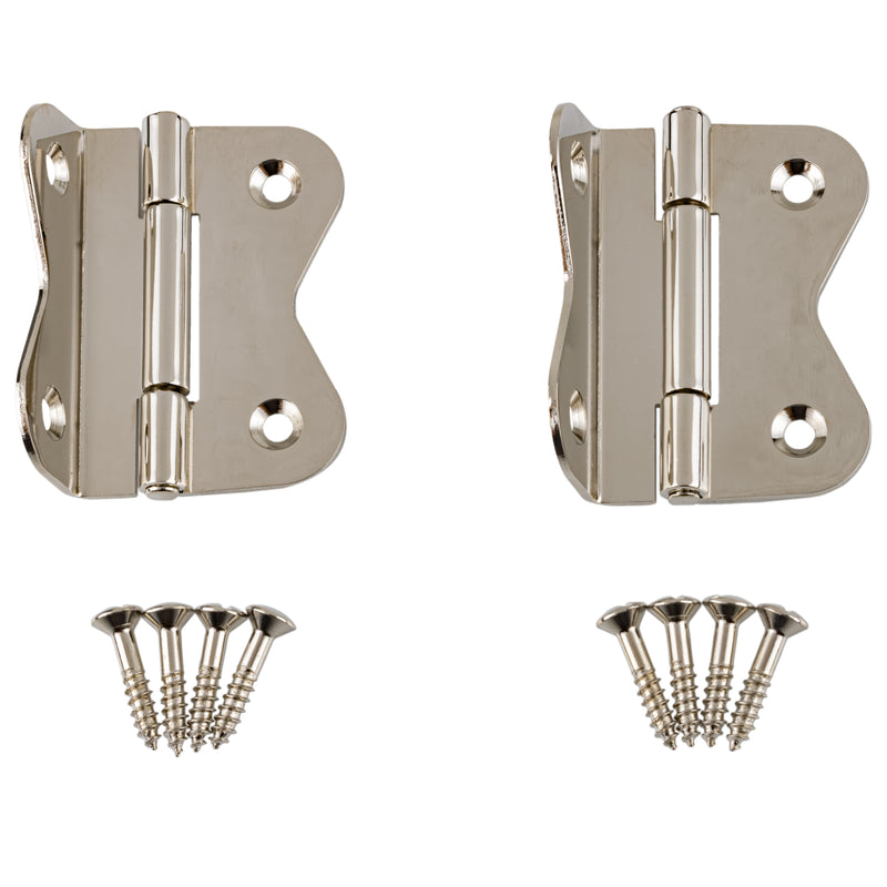 Large Nickel Plated Offset Hoosier Type Cabinet Butterfly Hinge | 1 3/4" Wide x 2" High