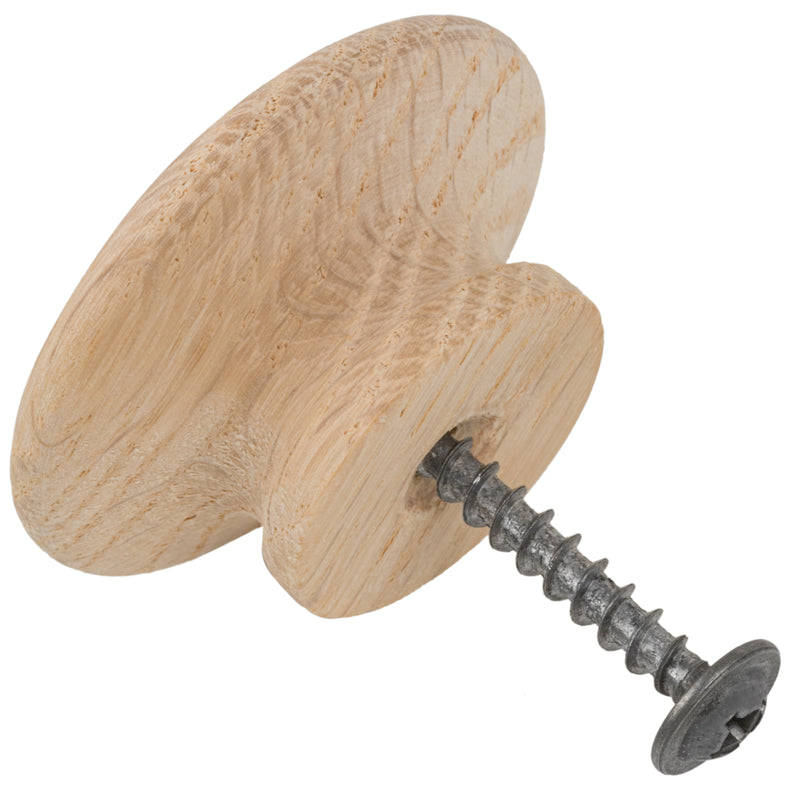 Oak Wood Drawer Knob | Diameter: 1-3/4"