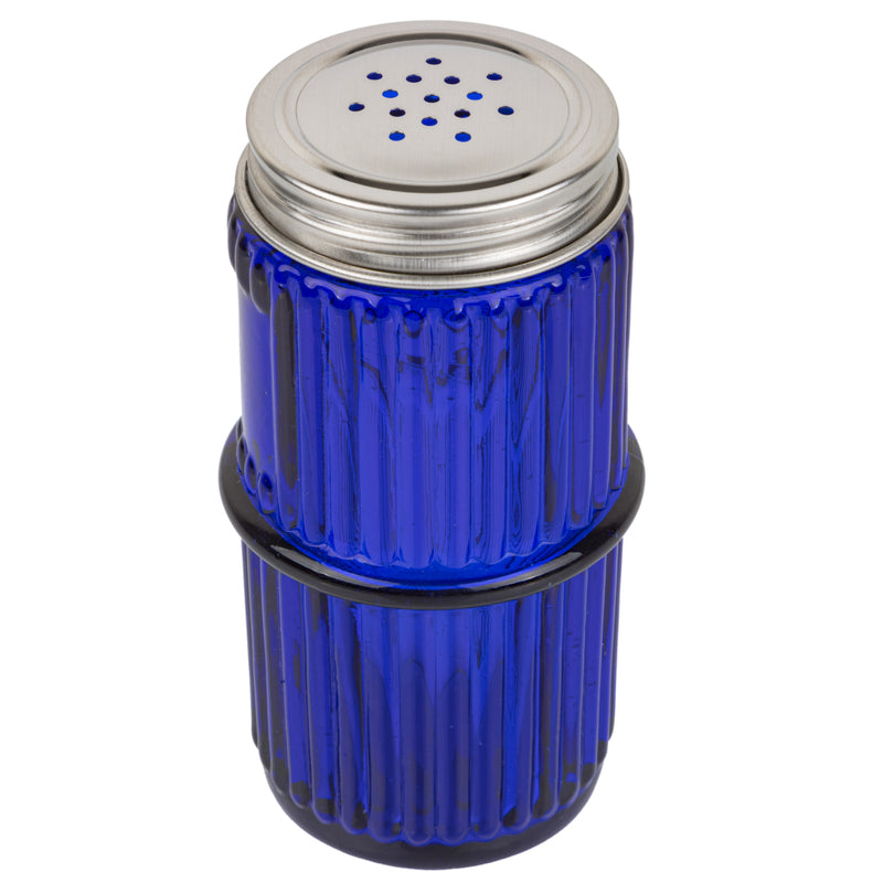Blue Mission Pattern Style Ringed Spice Jars | Height: 4-3/8" - Diameter: 2-1/8"