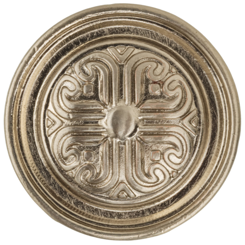 Baroque Scrolled Brushed Nickel Knob | Diameter: 1-3/16"