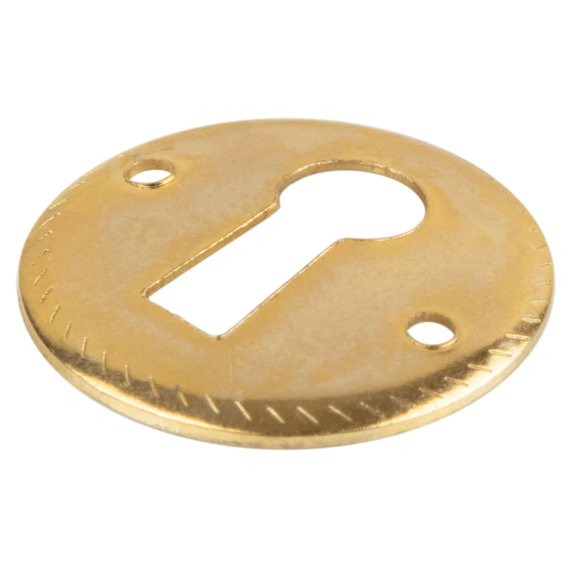 Rope Edged Round Stamped Brass Keyhole Cover | 1" Diameter