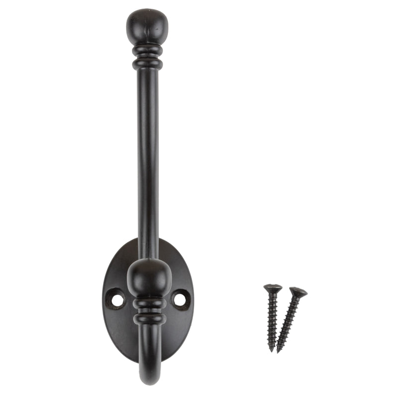 Flat Black Finished Double Hat and Coat Hook | 5-1/8" x 1-3/8"