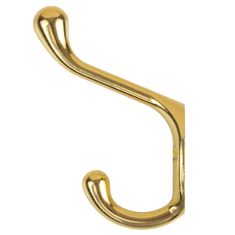 Brass Plated Heavy Duty Hat and Coat Hook | 3-1/2" x 1/2"
