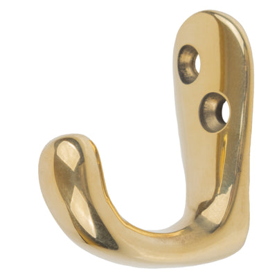 idh by St. Simons 17020-3NL Premium Quality Solid Brass Coat and Hat Hook,  Polished Brass No Lacquer
