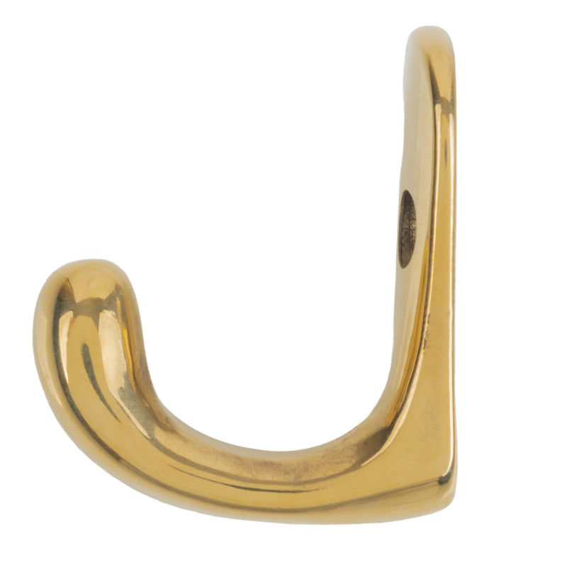 Small Solid Brass Single Coat Hook | 1-1/2" High x 1-3/8" Projection