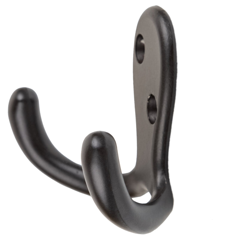 Oil Rubbed Bronze Finished Double Prong Hat and Coat Hook | 2-3/4" x 2"