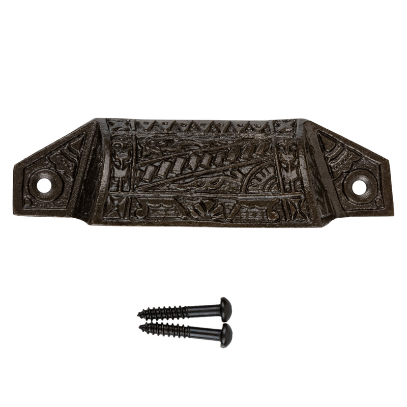 Victorian Eastlake Style Cast Iron Drawer Bin Pull | Centers: 3-1/2"