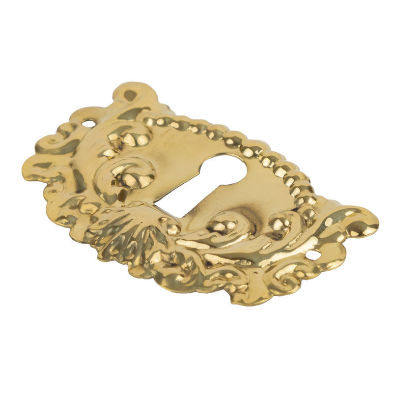Ornamental Stamped Brass Keyhole Cover | 1 7/8" x 1-1/4"