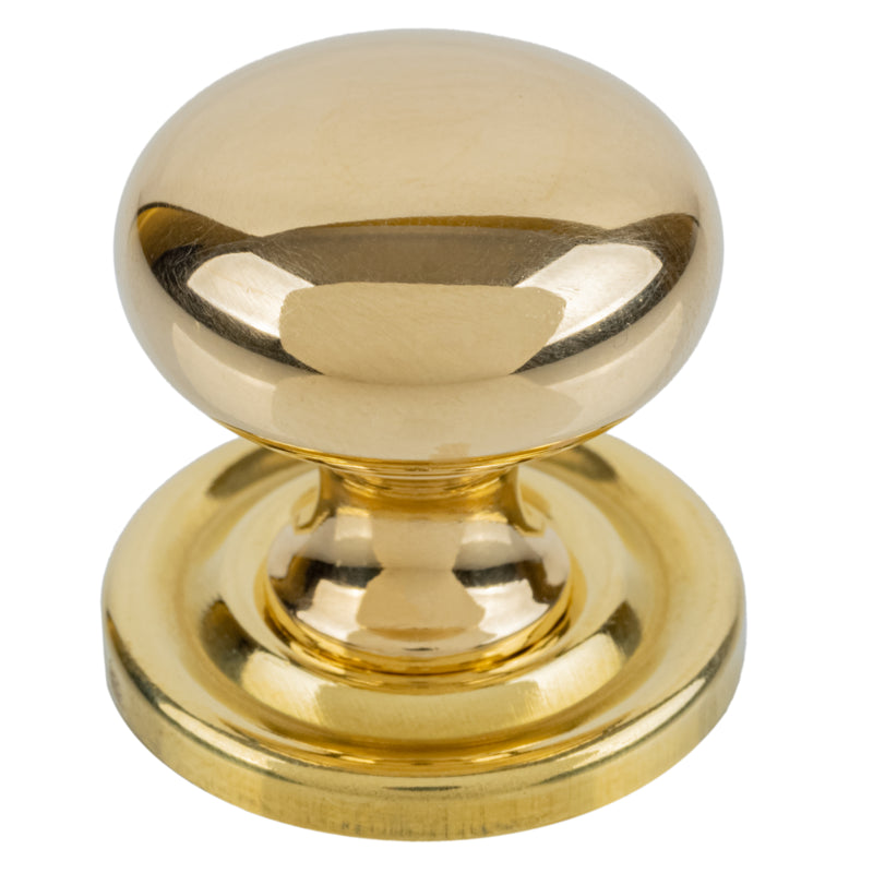 Medium Bulbous Cast Brass Drawer Knob with Backplate | Diameter: 1"