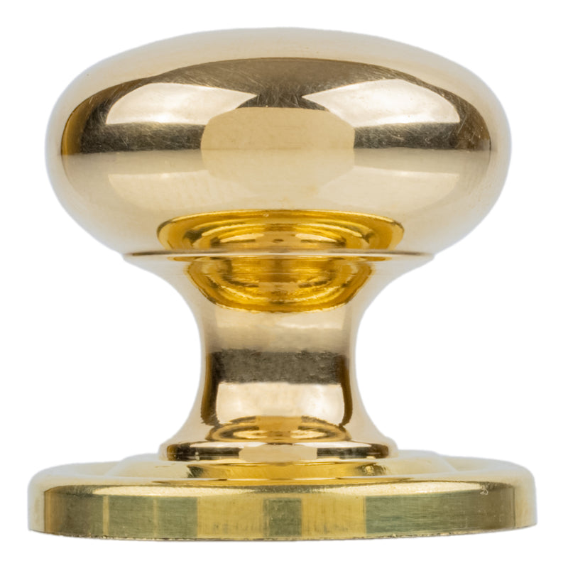 Medium Bulbous Cast Brass Drawer Knob with Backplate | Diameter: 1"