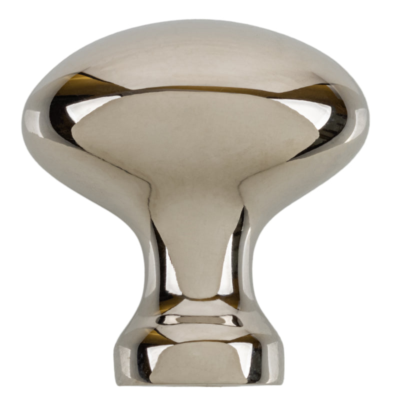 Oval Hoosier Type Cabinet Nickel Plated Knob | 1" High x 5/8" Wide