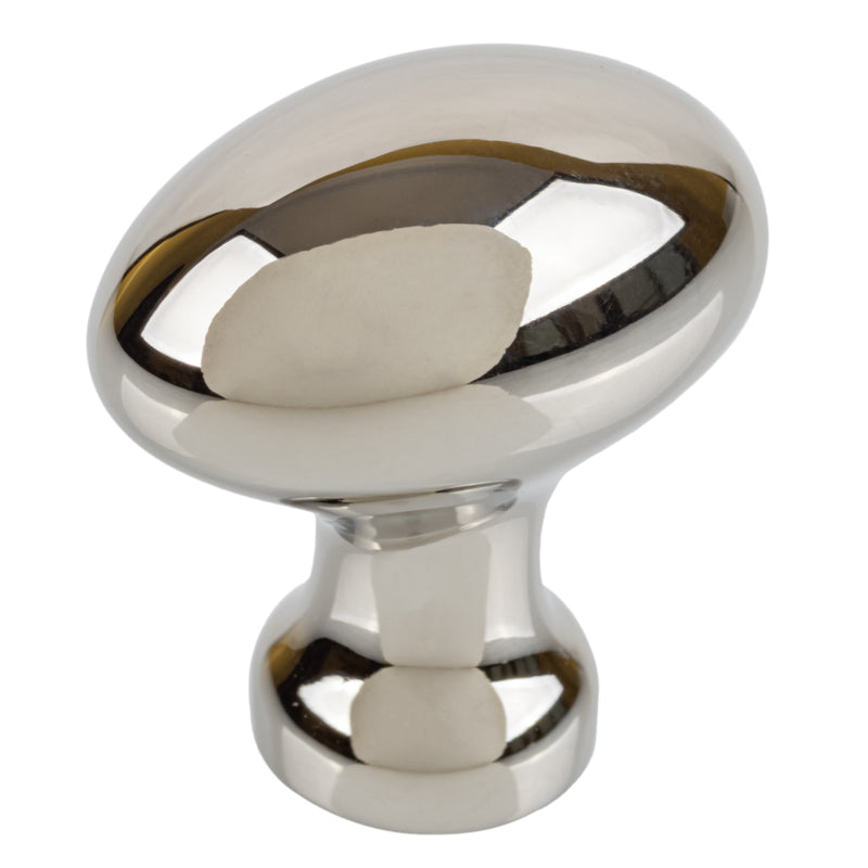 Oval Hoosier Type Cabinet Nickel Plated Knob | 1" High x 5/8" Wide