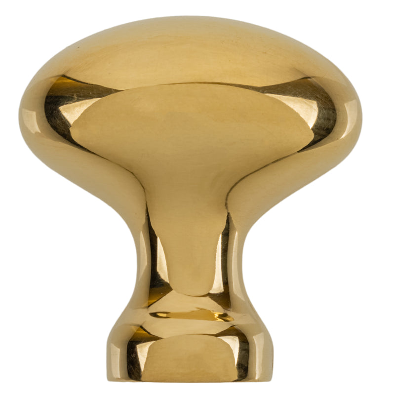 Oval Hoosier Type Cabinet Solid Brass Knob | 1" High x 5/8" Wide