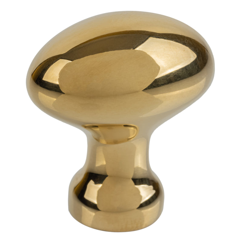 Oval Hoosier Type Cabinet Solid Brass Knob | 1" High x 5/8" Wide