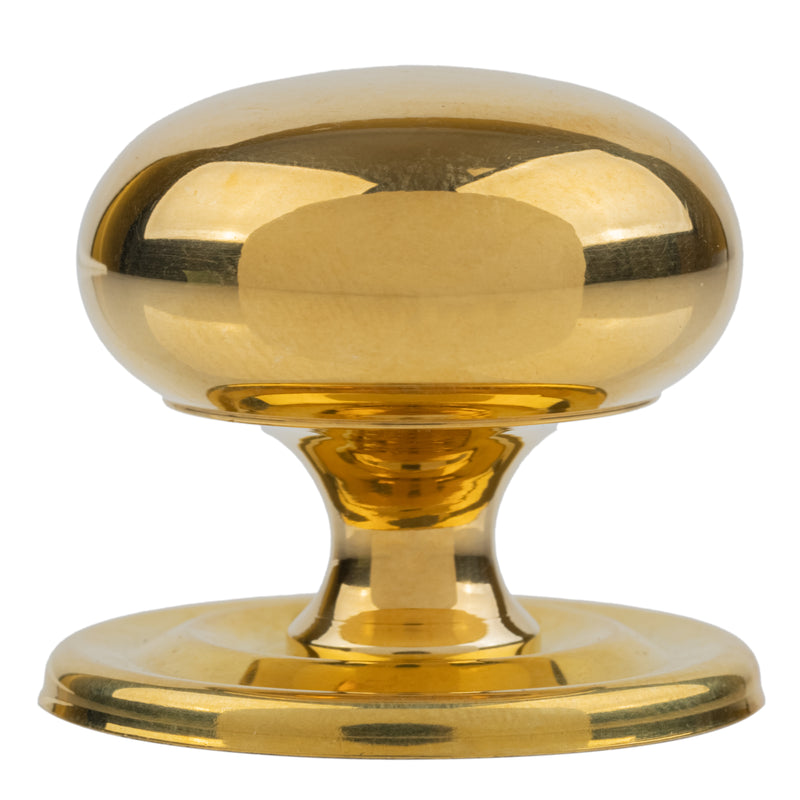 Large Bulbous Cast Brass Drawer Knob with Backplate | Diameter: 1-1/4"