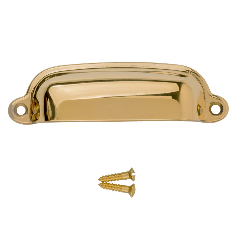Classic Style Cast Brass Drawer Bin Pull | Centers: 3-3/8"