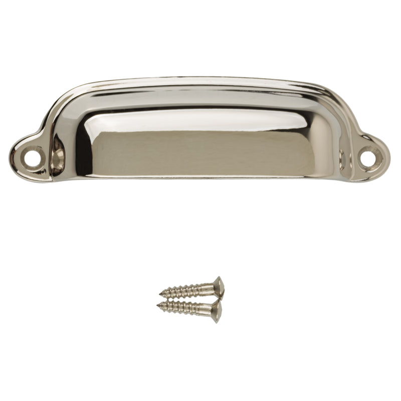 Classic Style Nickel Plated Drawer Bin Pull | Centers: 3-3/8"