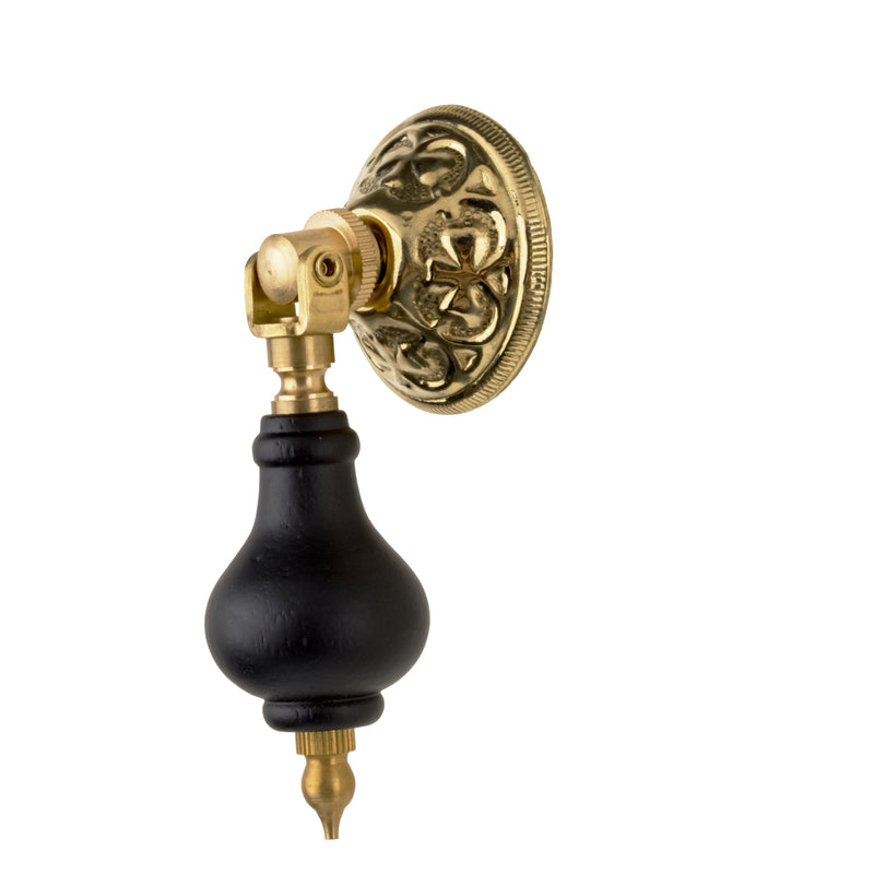 Large Victorian Period Black Finished Ebony Drop Pull with Brass Backplate