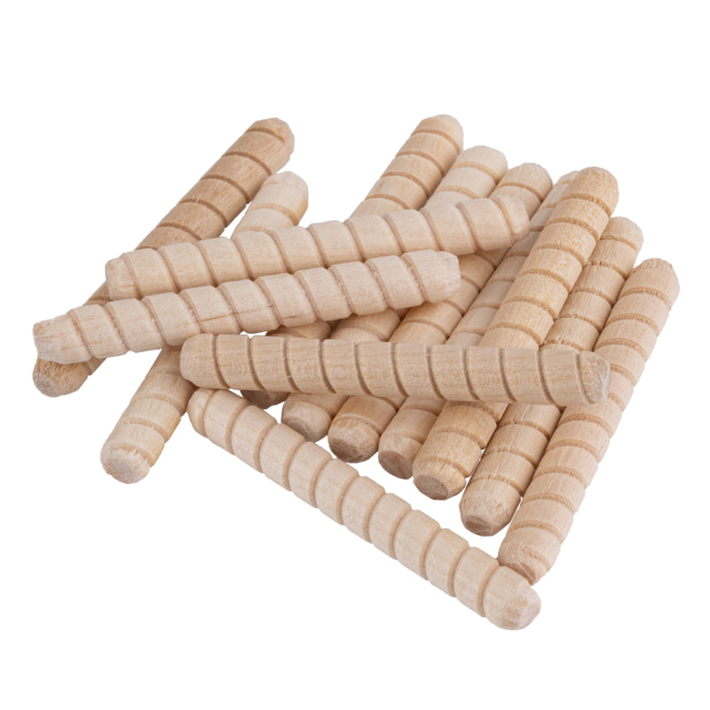Spiral Grooved Hardwood Dowel Pins & Plugs | 1/4" X 2" | Pack of 50 Approx.