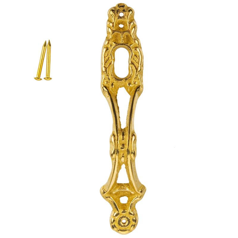 Cast Brass Decorative Door Pull with Keyhole Insert | 3-3/4" x 3/4"