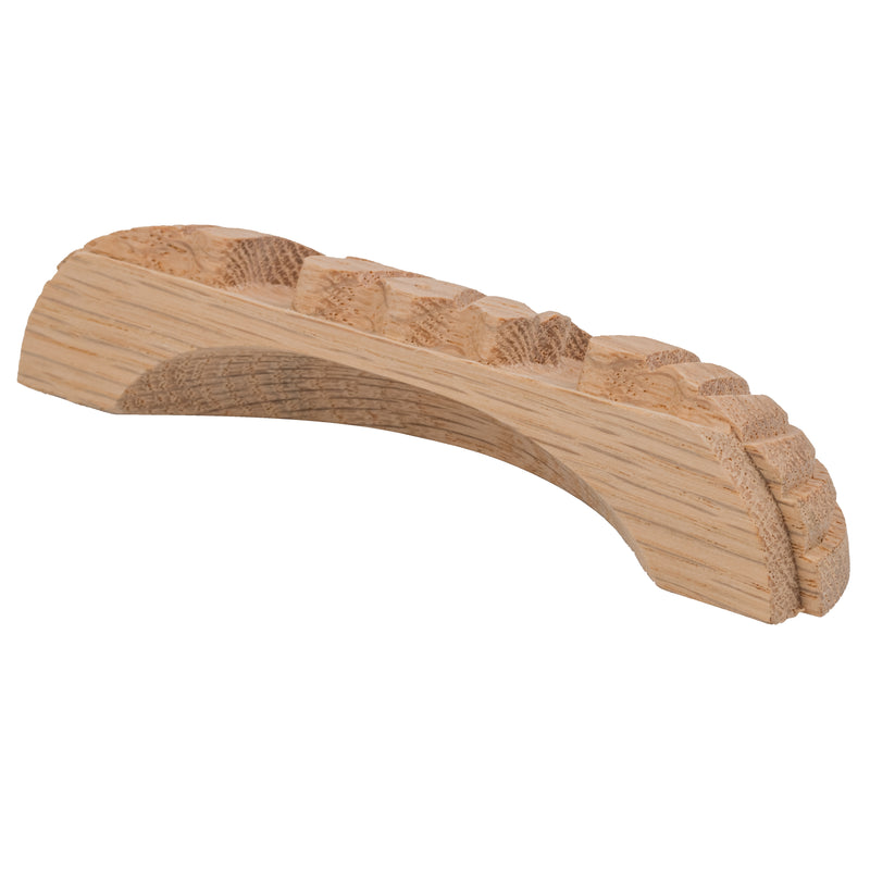 Carved Unfinished Oak Wood Drawer Pull | Centers: 3-1/2"