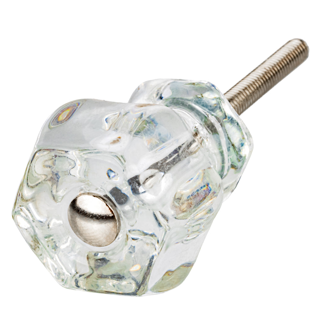 vintage dresser knobs Depression Era Hexagonal Clear Glass Drawer Knob