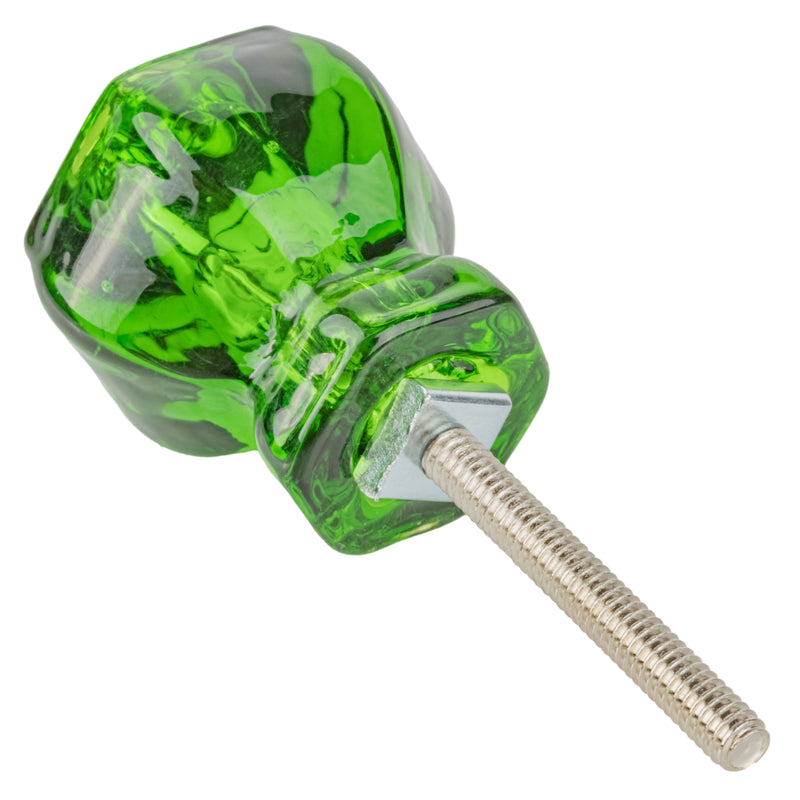 Hexagonal Depression Era Emerald Green Glass Drawer Knob | Diameter: 1-1/4"