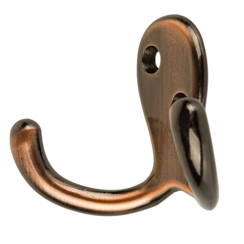 Venetian Bronze Finished Double Prong Hat and Coat Hook | 2-3/4" x 2"