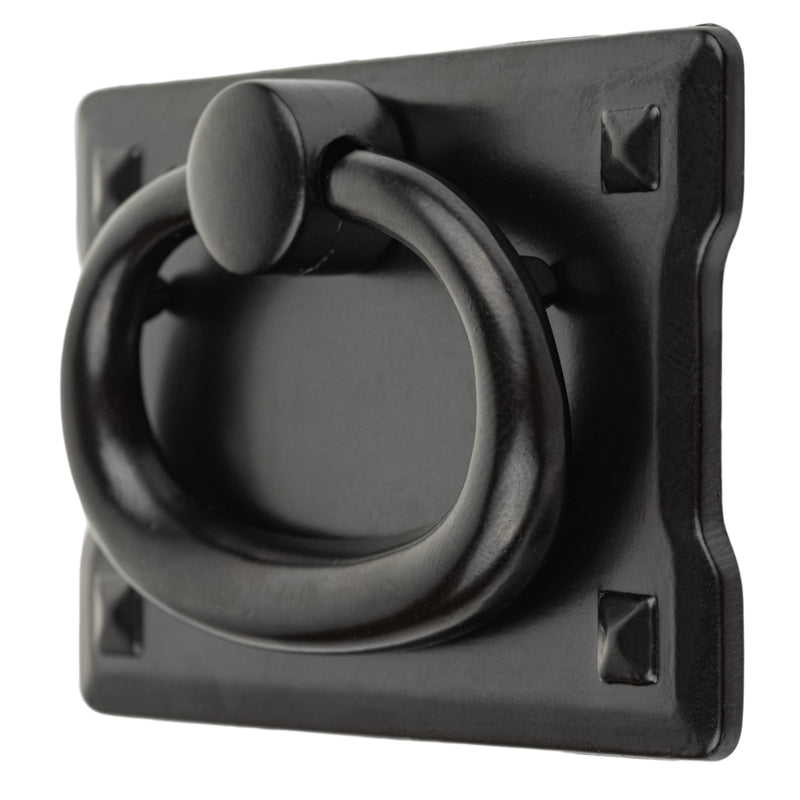 Small Mission Black Finished Drawer Ring Pull | Vertical Centers: 1-1/8"