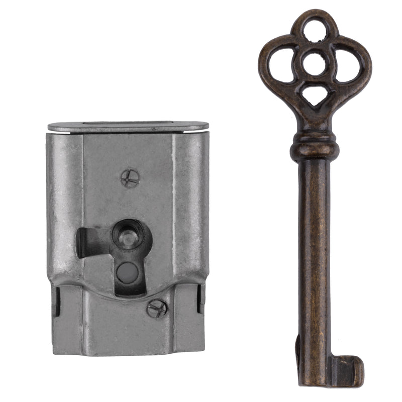 Full Mortise Lock with Skeleton Key for Cabinet Door or Drawer | Backset: 11/16"