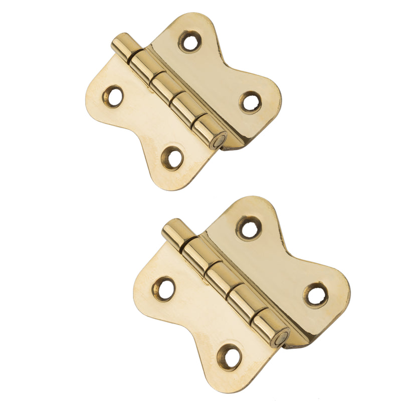Brass Offset Hoosier Type Cabinet Butterfly Hinges | 1 5/8" Wide x 1 1/2" High