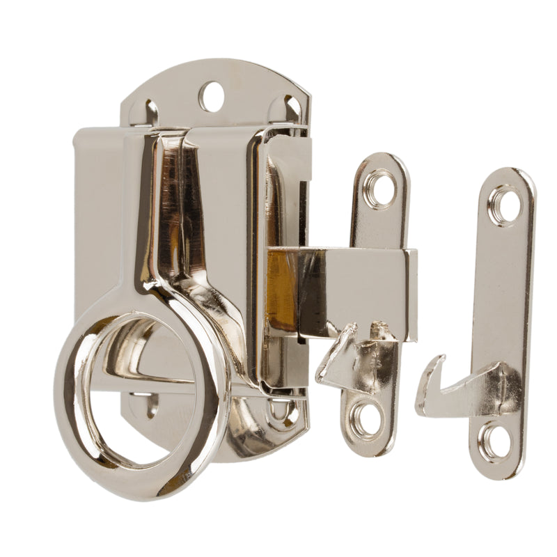 Left Hand Nickel Plated Hoosier Cabinet Ring Latch