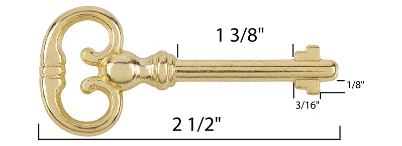 Brass Plated Roll Top Desk Skeleton Key