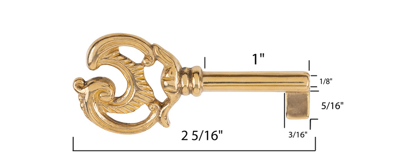 Ornate Solid Brass Skeleton Key Blank