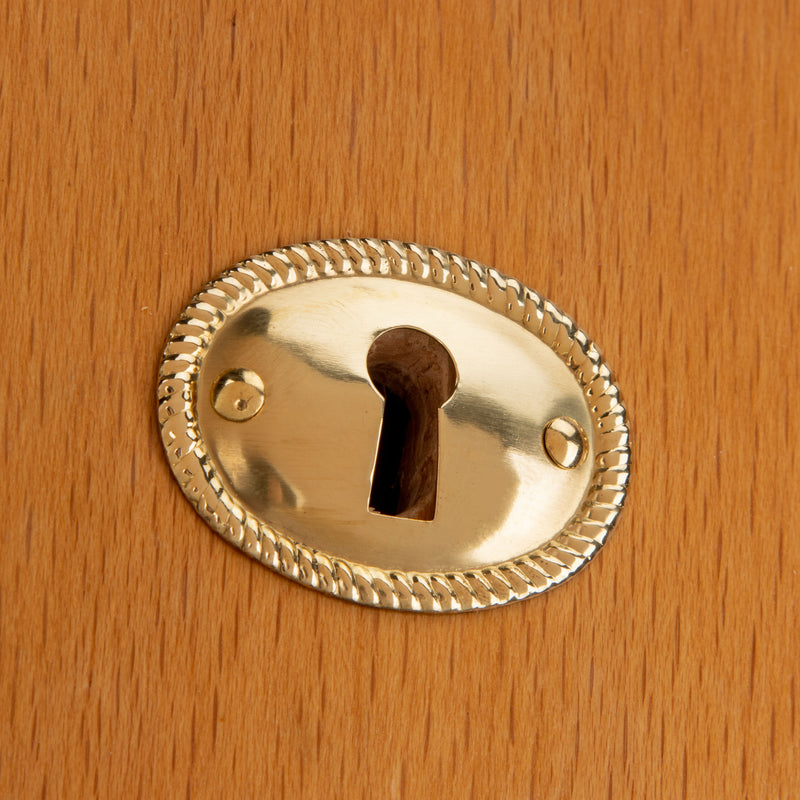 Rope Edged Oval Horizontal Stamped Brass Keyhole Cover | 1-1/2" x 1"
